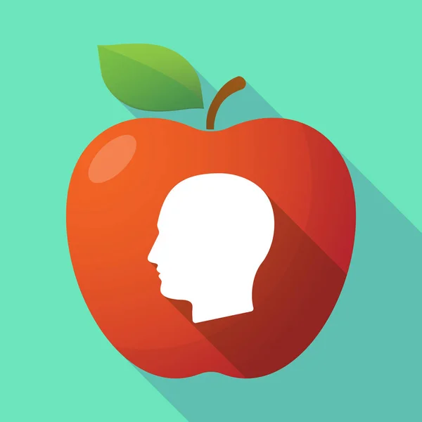 Langer Schatten Apfelfrucht-Ikone mit Männerkopf — Stockvektor
