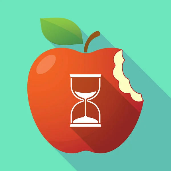 Icono de fruta de manzana sombra larga con un reloj de arena — Archivo Imágenes Vectoriales