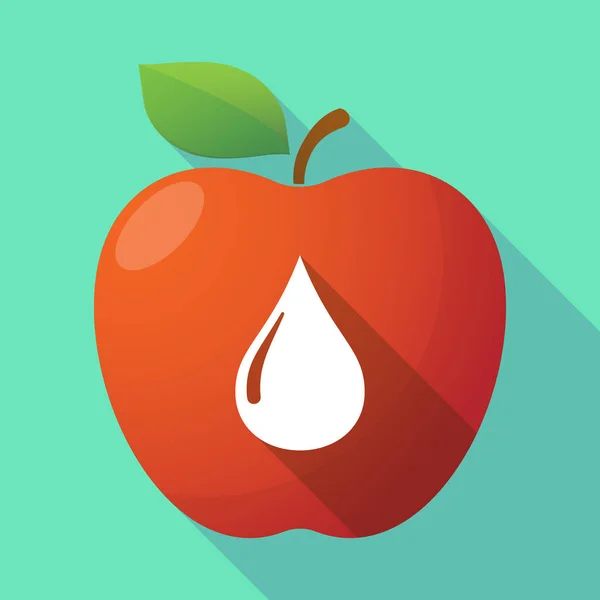 Langer Schatten Apfelfrucht-Symbol mit einem Treibstofftropfen — Stockvektor