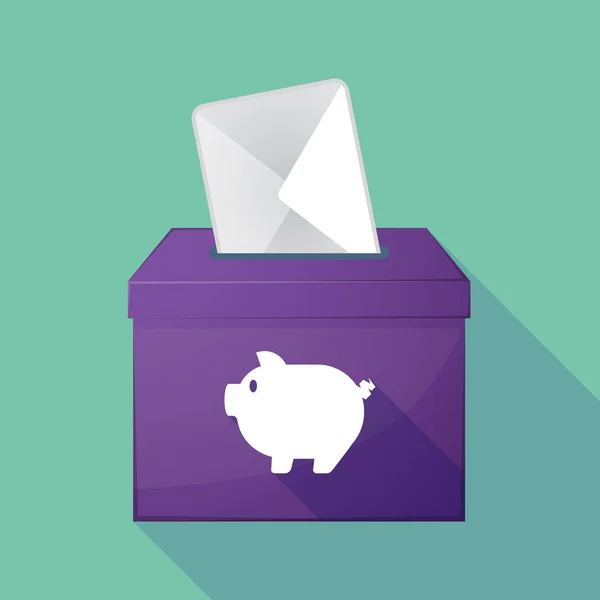 Long shadow ballot box with a pig — Stock Vector