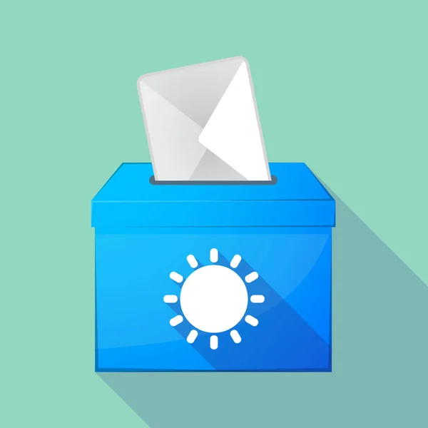 Long shadow ballot box with a sun — Stock Vector