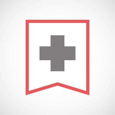 Eczane işaretiyle izole hat sanat kurdele simgesi