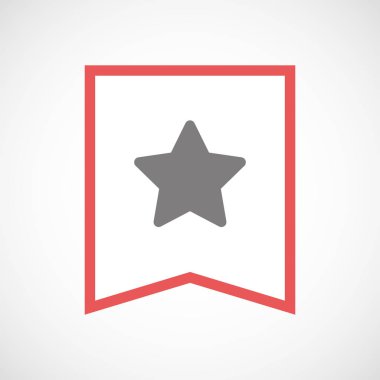 Bir yıldız ile izole hat sanat kurdele simgesi