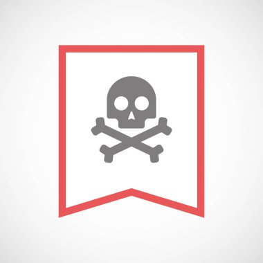 Bir kafatası ile izole hat sanat kurdele simgesi