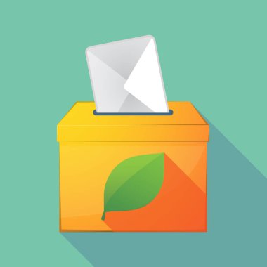 Uzun gölge oy sandığı simgesi ile yaprak yeşil renkli