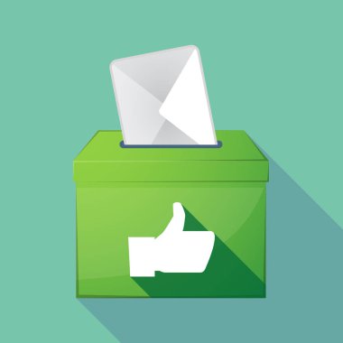 Oy sandığı simgesi ile bir başparmak el kadar uzun gölge renkli