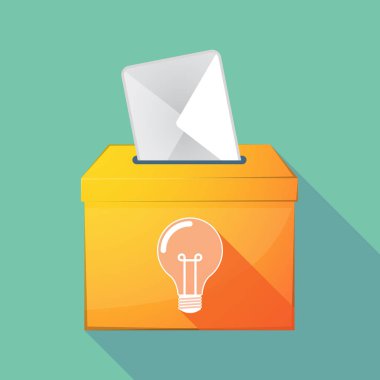 Uzun bir ampul ile gölge renkli oy sandığı simgesi