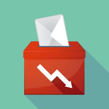 Azalan bir grafik uzun gölge renkli oy sandığı simgesi