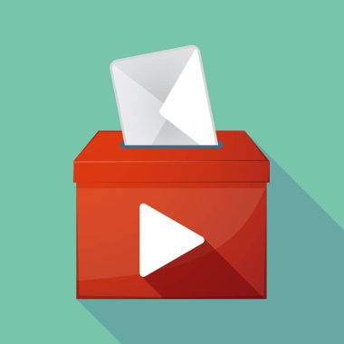 Uzun gölge bir oyun işareti simgesiyle oy sandığı renkli