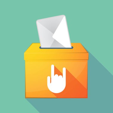 Uzun gölge renkli oy sandığı simgesi bir sallanan el ile