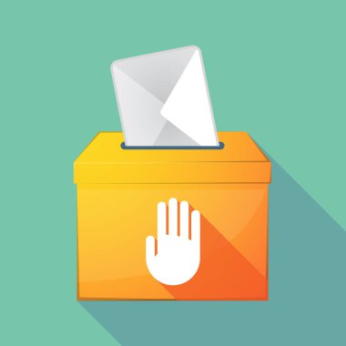 Uzun bir el ile gölge renkli oy sandığı simgesi