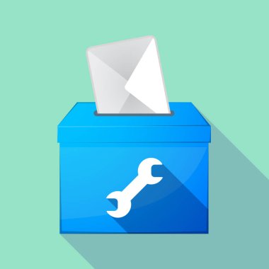 Uzun bir anahtar ile gölge renkli oy sandığı simgesi