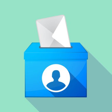 Uzun gölge renkli oy sandığı simgesi bir erkek avatar ile