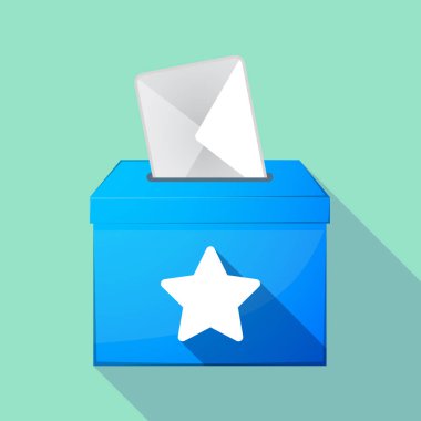 Uzun bir yıldız ile gölge renkli oy sandığı simgesi