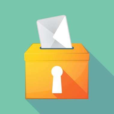 Uzun bir anahtar deliği ile gölge renkli oy sandığı simgesi