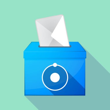 Uzun gölge renkli oy sandığı simgesi ile bir atom
