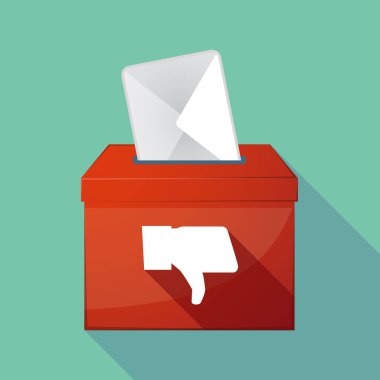 Uzun gölge oy sandığı simgesi bir başparmak aşağı el ile renkli