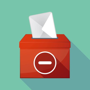 Uzun gölge bir çıkarma işareti simgesiyle oy sandığı renkli