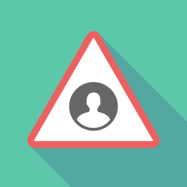 Uzun gölge üçgen uyarı işareti simgesi bir erkek avatar ile