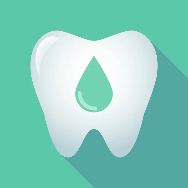 Långa skugga tand ikonen med en droppe blod — Stock vektor