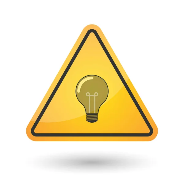 Ícone de sinal de perigo isolado com uma lâmpada — Vetor de Stock