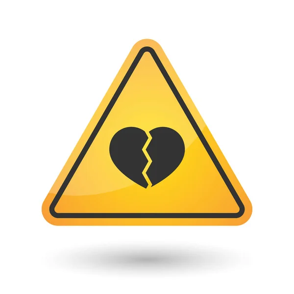 Icona del segnale di pericolo isolato con un cuore spezzato — Vettoriale Stock