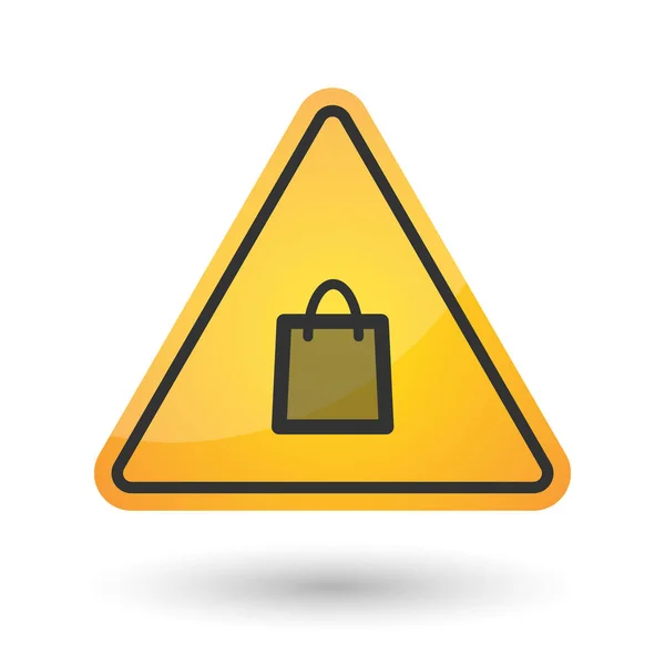 Ícone de sinal de perigo isolado com um saco de compras — Vetor de Stock