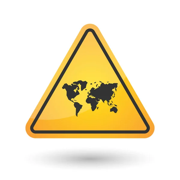 Symbole für isolierte Gefahrensignale mit einer Weltkarte — Stockvektor