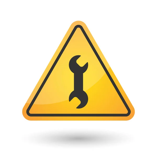 Icono de señal de peligro aislado con una llave inglesa — Vector de stock