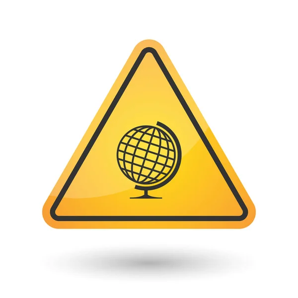 Icono de señal de peligro aislado con un globo terráqueo de mesa — Vector de stock