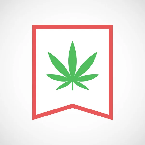 Isolierte Linie Art Ribbon Symbol mit einem Marihuana-Blatt — Stockvektor