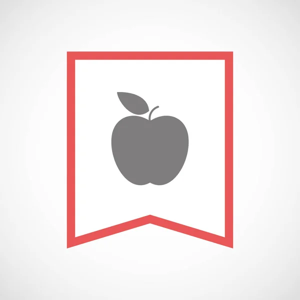 Isolierte Linie Art Ribbon Symbol mit einem Apfel — Stockvektor