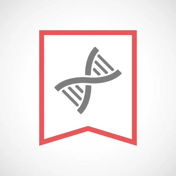 Isolated line art ribbon icon with a DNA sign — Stock Vector