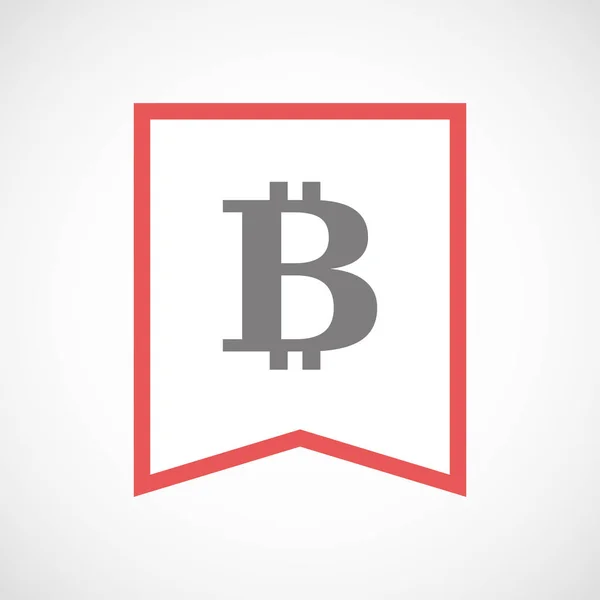 Isolierte Linie Art Ribbon-Symbol mit einem Bitcoin-Zeichen — Stockvektor