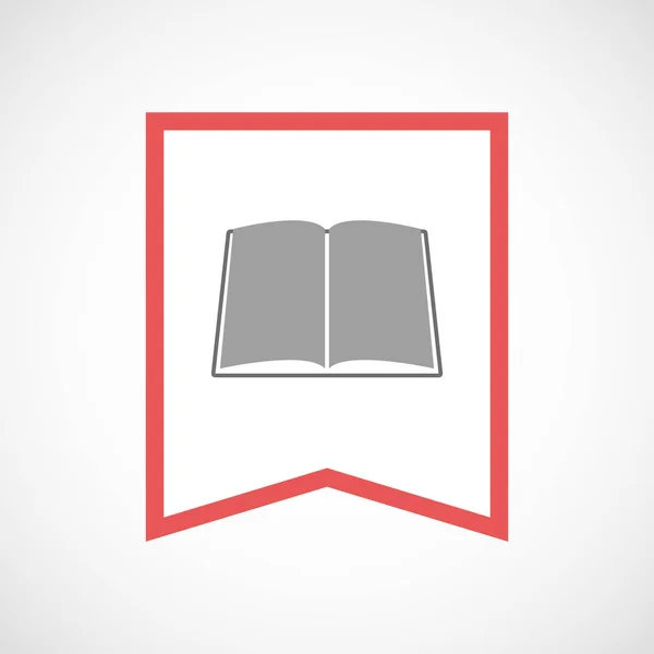 Ikona s knihou v izolované linie umění stužkou — Stockový vektor