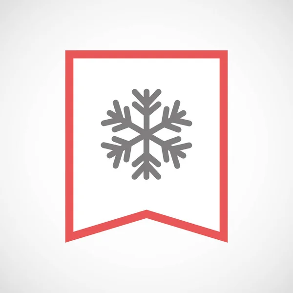 Isolated line art ribbon icon with a snow flake — Stock Vector