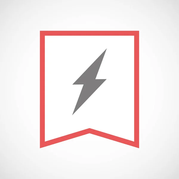 Isolated line art ribbon icon with a lightning — Stock Vector