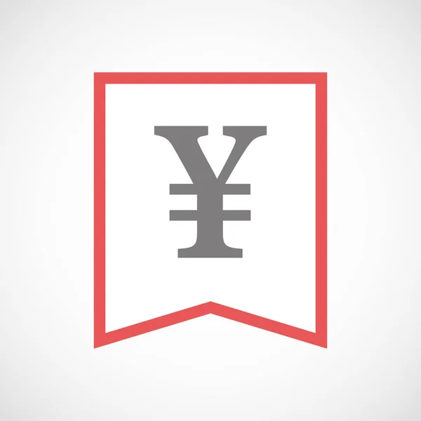 Isolierte Linie Art Ribbon-Symbol mit einem Yen-Zeichen — Stockvektor