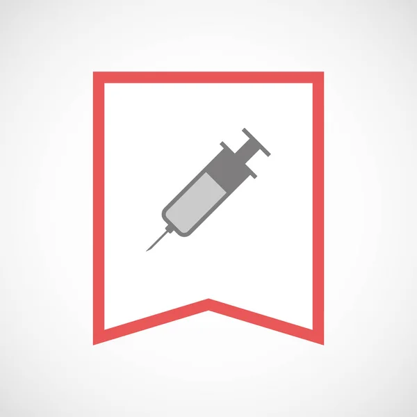 Isolated line art ribbon icon with a syringe — Stock Vector