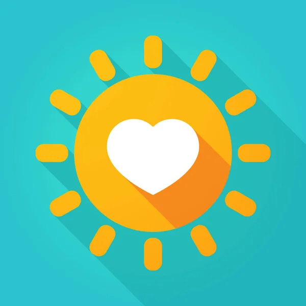 Long shadow bright sun icon with a heart