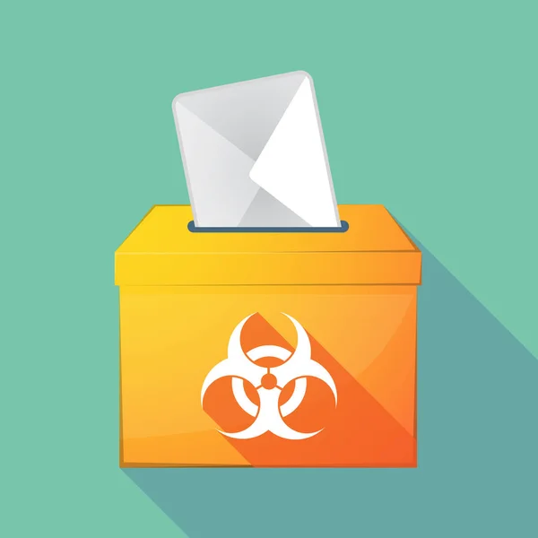 Lange Schatten farbige Wahlurne Symbol mit einem Biohazard-Zeichen — Stockvektor