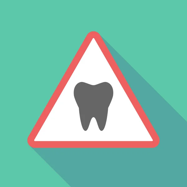 Långa skugga trekantiga skylten varningsikon med en tand — Stock vektor