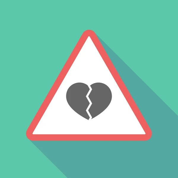 Длинный треугольный знак-предупреждение с разбитым сердцем — стоковый вектор