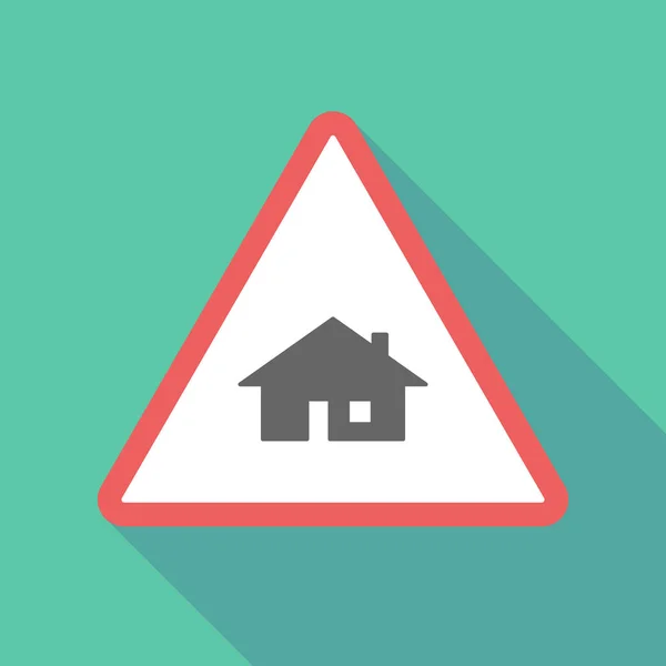 Signo de advertencia triangular de sombra larga icono con una casa — Archivo Imágenes Vectoriales