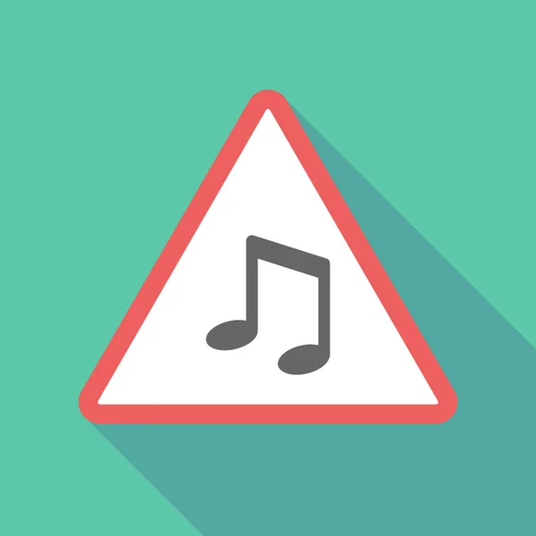 Icono de señal de advertencia triangular de sombra larga con una música de nota — Archivo Imágenes Vectoriales
