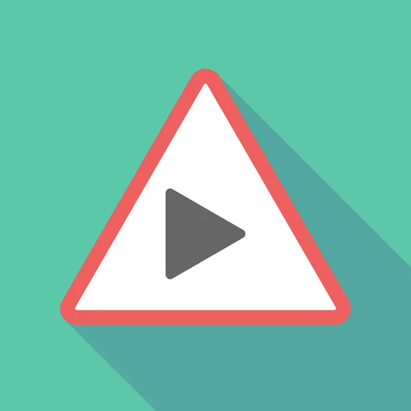 Longue icône de signe d'avertissement triangulaire ombre avec un signe de jeu — Image vectorielle
