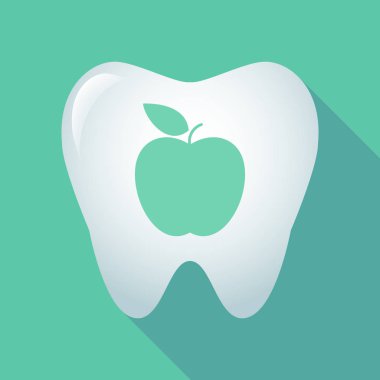 Uzun bir elma ile gölge diş simgesi