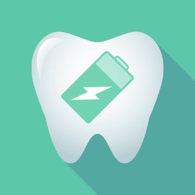 Uzun gölge diş simgesi bir batarya ile