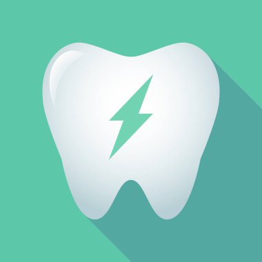 Uzun bir yıldırım ile gölge diş simgesi