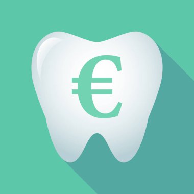 Uzun gölge diş simgesini euro işareti